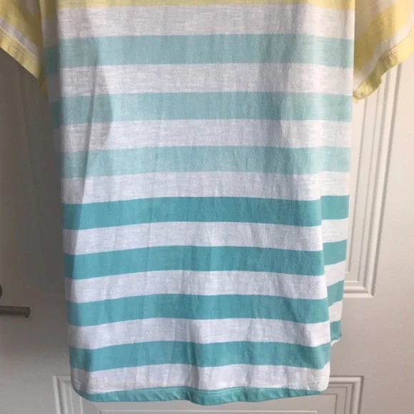 🔴 4/$15 a.n.a Yellow Teal White Stripe Short Sleeve Relaxed Fit T-Shirt size XL - Picture 11 of 14